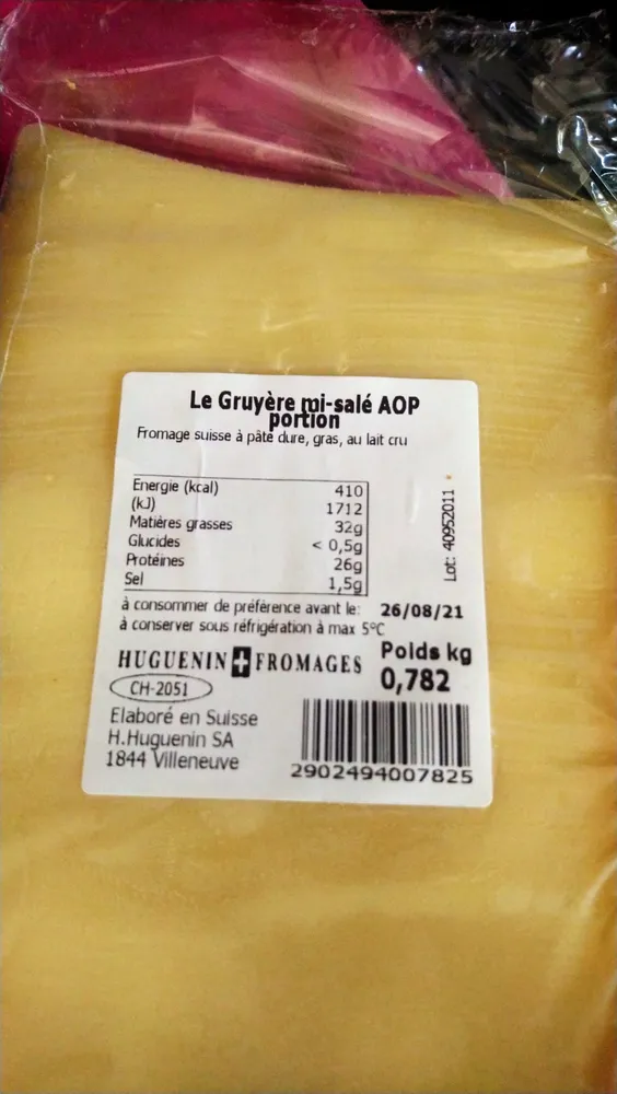 Gruyere mi-sale AOP