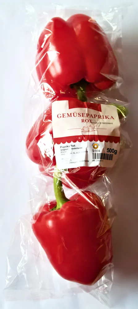 ALDI GEMÜSE Paprika rot  Klasse 1; Marokko, Spanien -28 % 1.39 0.99 ** 500-g-Packung kg = 1.98