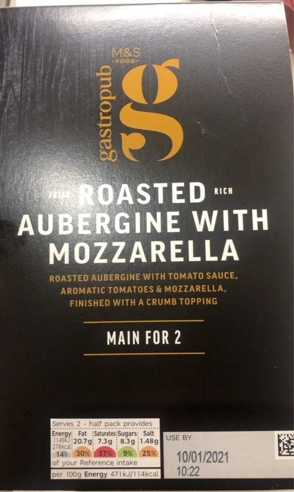 Fresh roasted rich aubergine with mozzarela