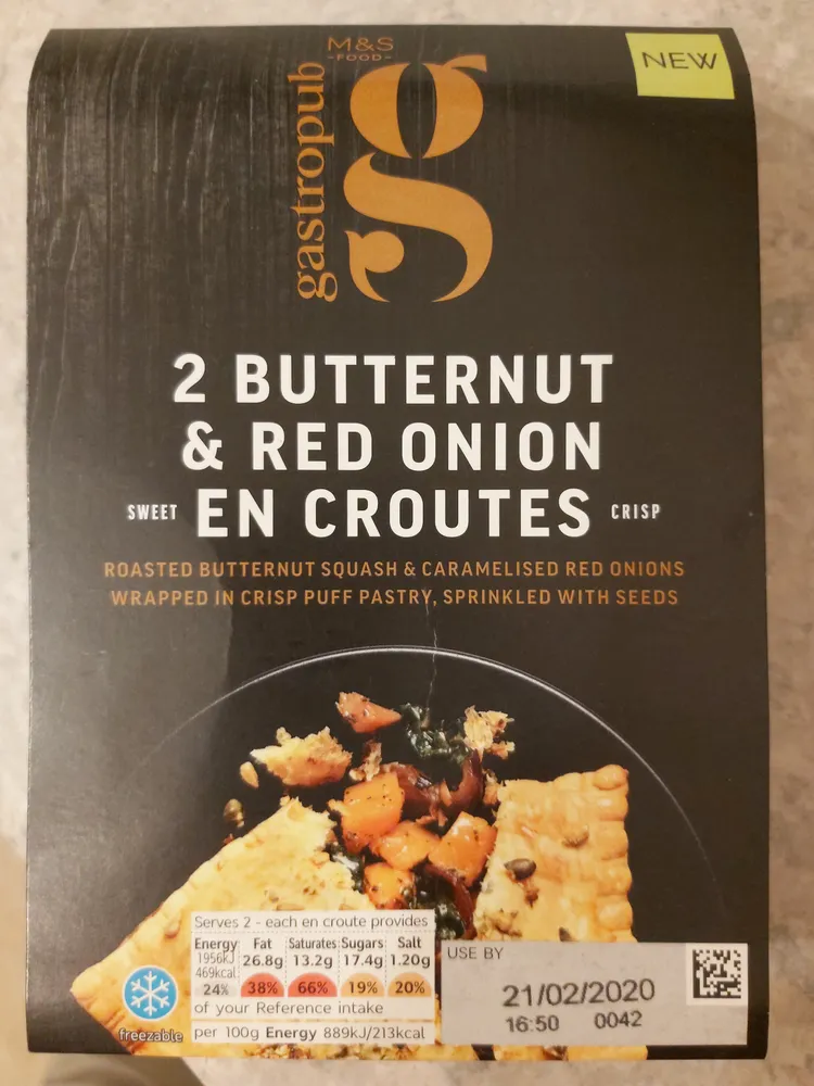 butternut and red onion en croutes