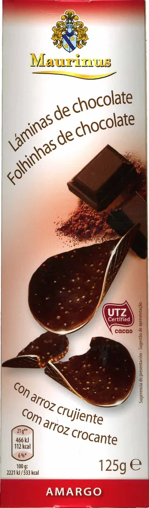 Láminas de chocolate