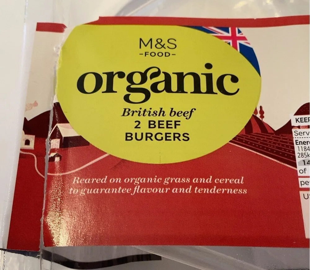 Organic 2 beef burgers