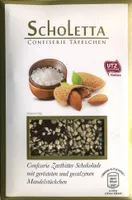 Zarbitter Schokolade mit gerösteten und gesalzenen Mandelstückchen