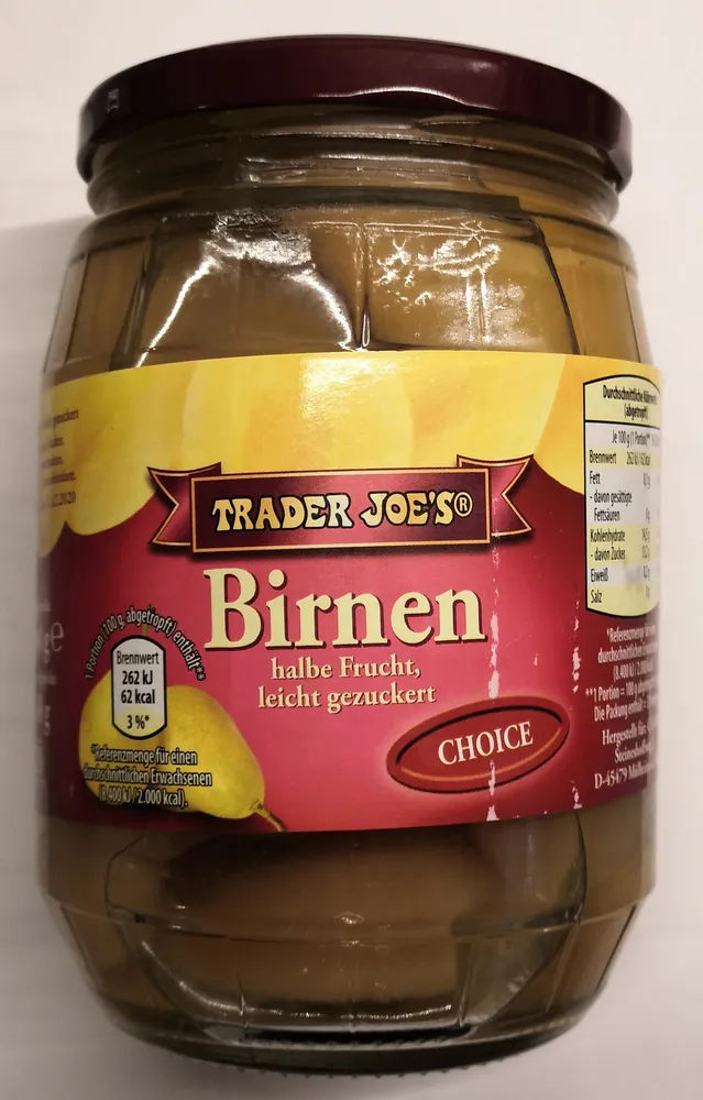 Birnen, halbe Frucht, gezuckert