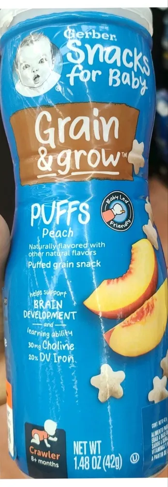 Gerber Grain & Grow Puffs sabor durazno