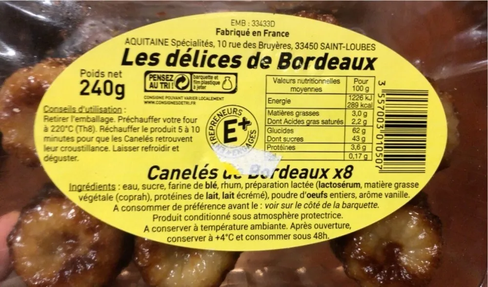 Canelés de Bordeaux x8