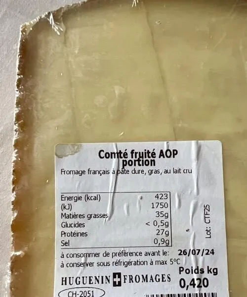 Comté fruité AOP portion