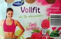 Milchmischerzeugnis mit 0,1 % Fett im Milch- anteil mit Himbeermark und Himbeersaft aus Himbeersaftkonzentrat, mit Vitamin B6 und Vitamin D.