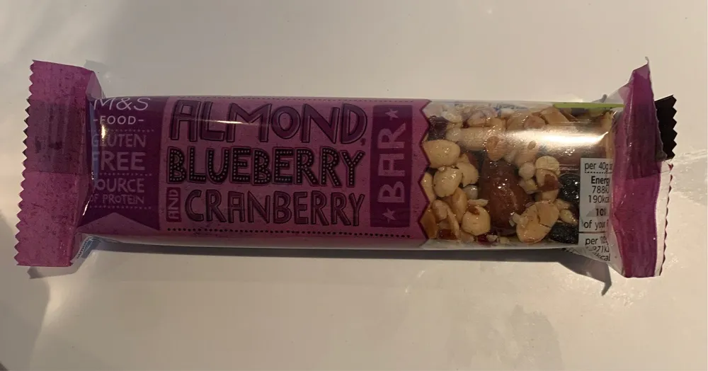 Almond blueberry cranberry bar
