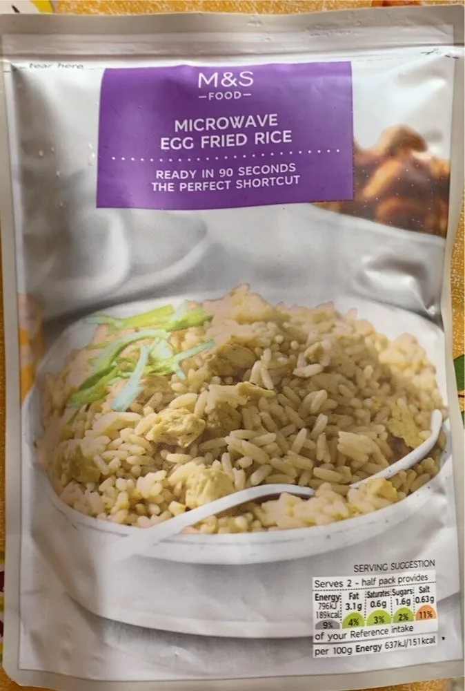 Microwave egg fried rice