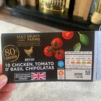 Chicken ,tomato & Basil chipolatas