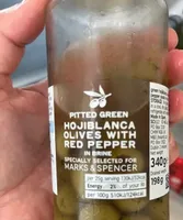 Pitted green olives w red pepper