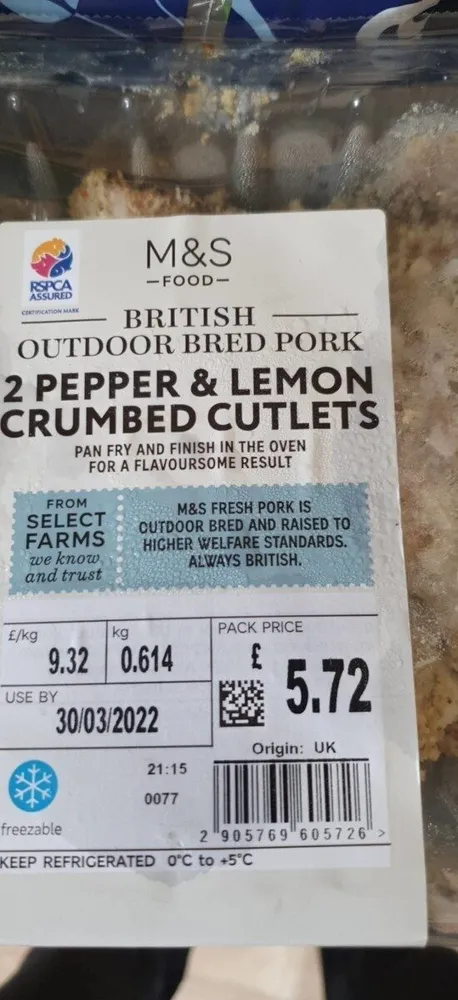 2 pepper lemon crumbed cutlets