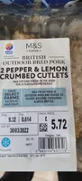 2 pepper lemon crumbed cutlets