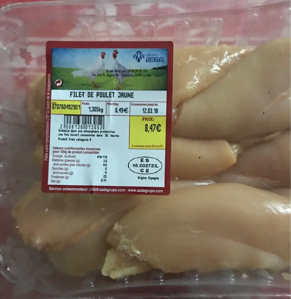 Filet de poulet jaune