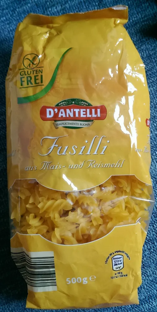 Fusilli aus Mais- und Reismehl