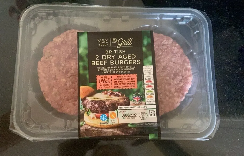 2 dry aged beef burgers