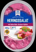 ALDI ALMARE Fisch Heringssalat Mit Roter Bete, Gurken und Äpfeln Aus der Kühlung 1.29€ 250g Packung 1kg 5.16€
