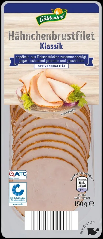 ALDI GÜLDENHOF HUHN Hähnchenbrustfilet 150g 2.29€ 1kg 15.27€