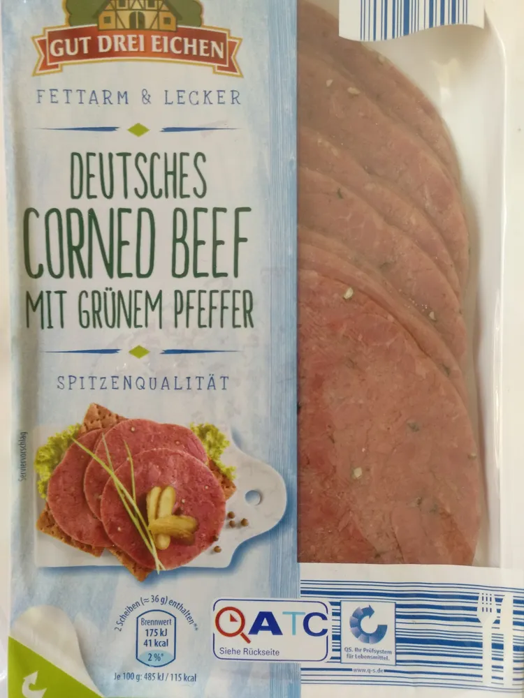 Deutsches Corned Beef mit grünem Pfeffer