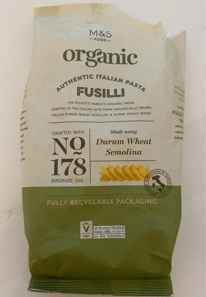 Organic fusilli