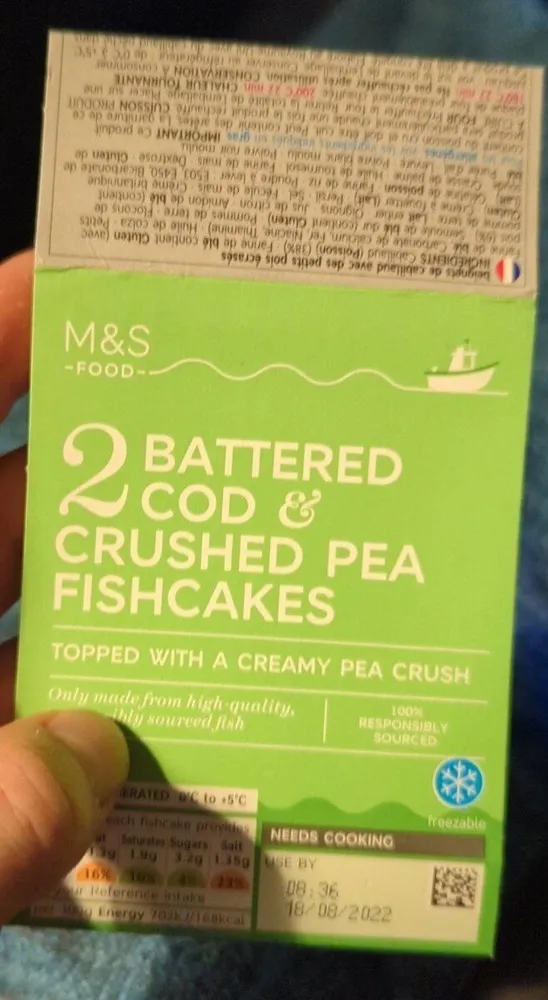 2 Battered Cod & Crushed Pea Fishcakes