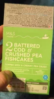 2 Battered Cod & Crushed Pea Fishcakes