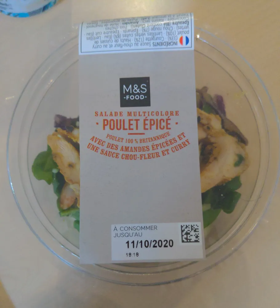 Salade multicolore poulet épicé