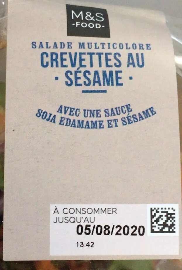 Salade multicolore crevettes au sésame