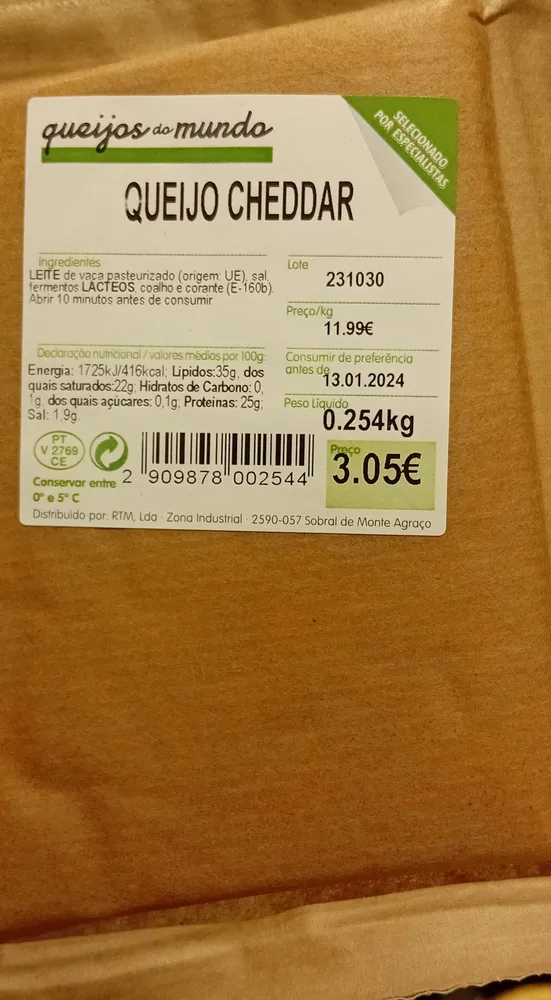 Queijo Cheddar