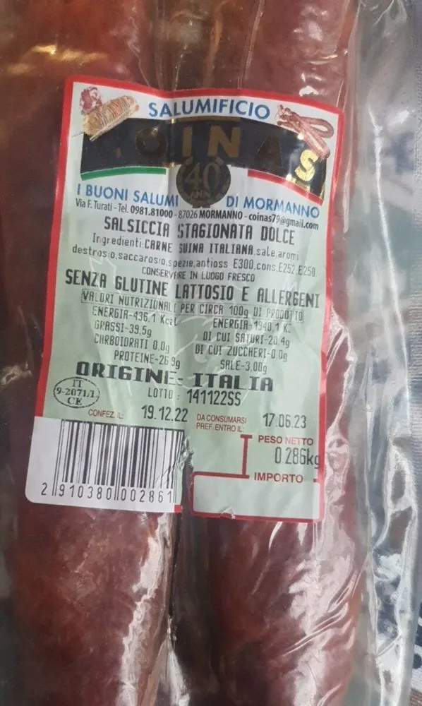 salsiccia stagionata dolce
