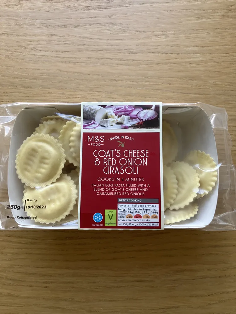 Goats Cheese and Red Onion Girasoli