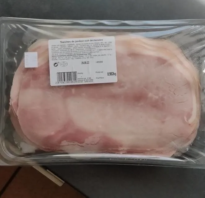 Tranches de jambon cuit declassees