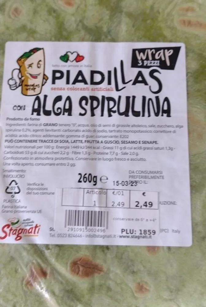 Piadillas con  alga spirulina