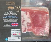 British Dry Cured Thin And Crispy Unsmoked Streaky Bacon