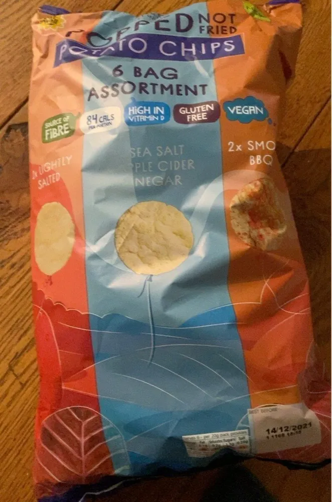 Popped potato chips lightly salted