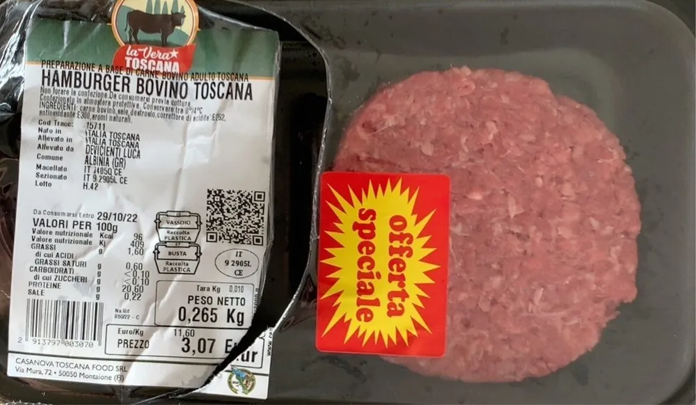 Hamburger bovino toscana
