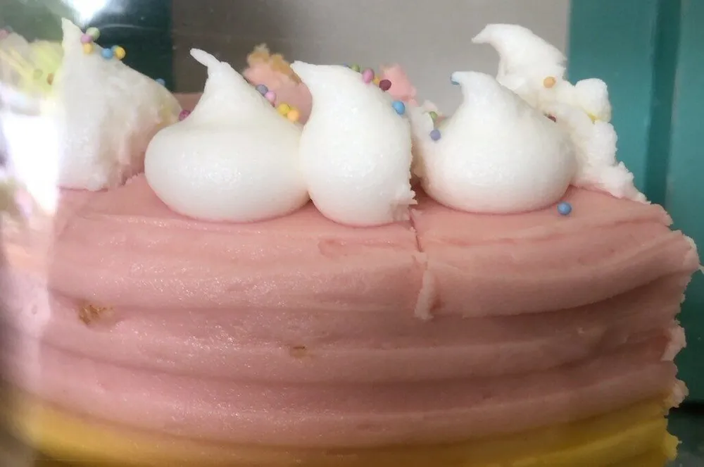 Under the rainbow cake