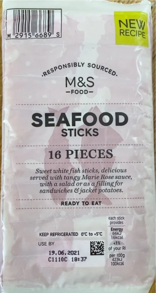 Individually wrapped textured fish protein sticks