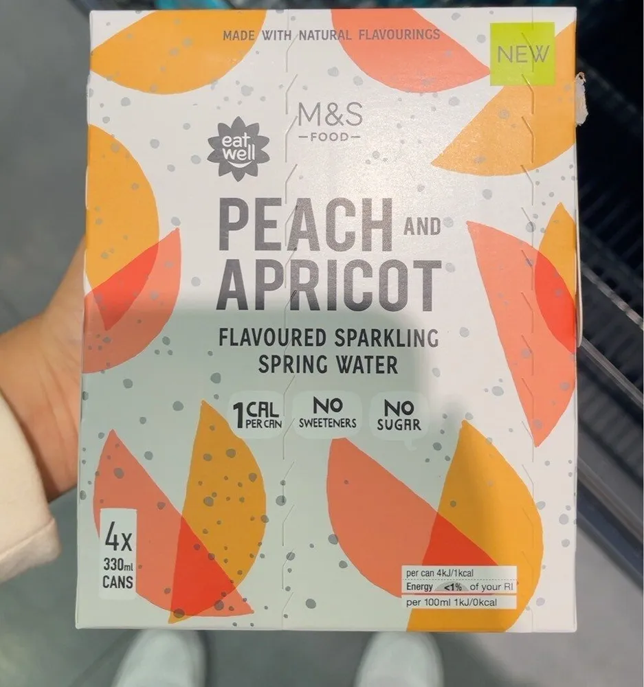 Peach and apricot flavoured sparkling spring water