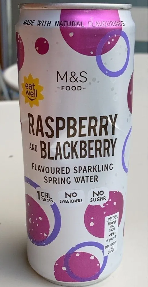 Raspberry and Blackberry flavoured sparkling spring water