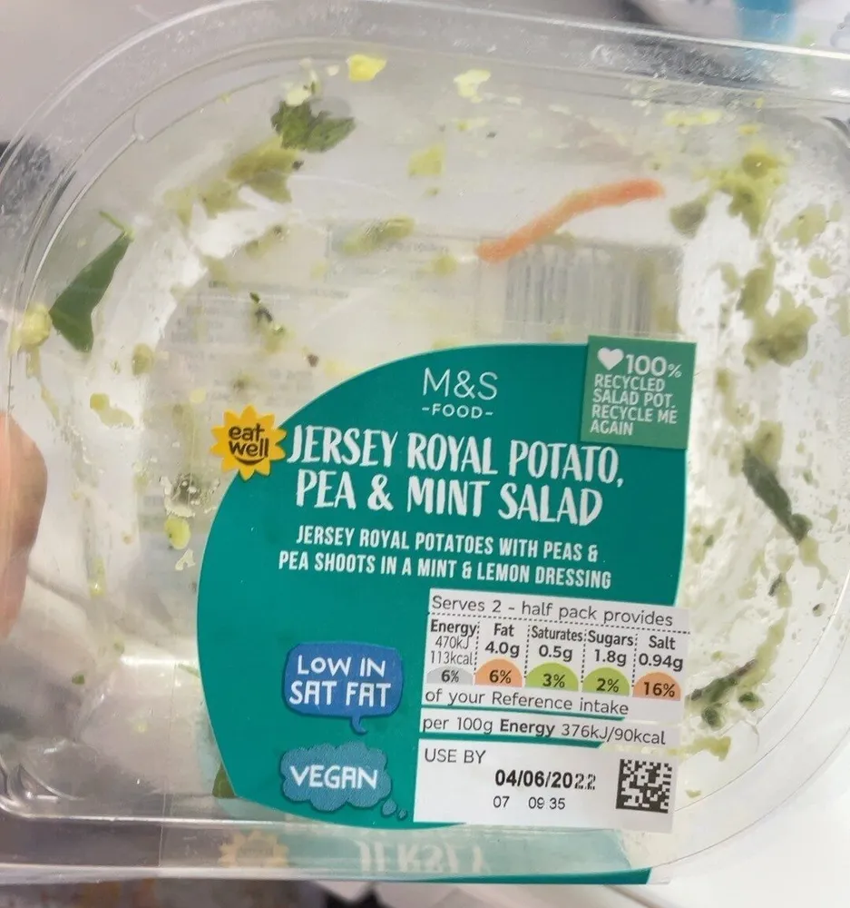 Jersey royal potato, pea and mint salad