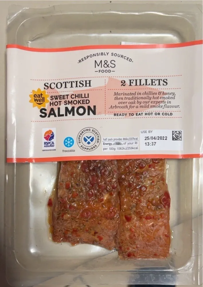 scottish sweet chilli hot smoked salmon
