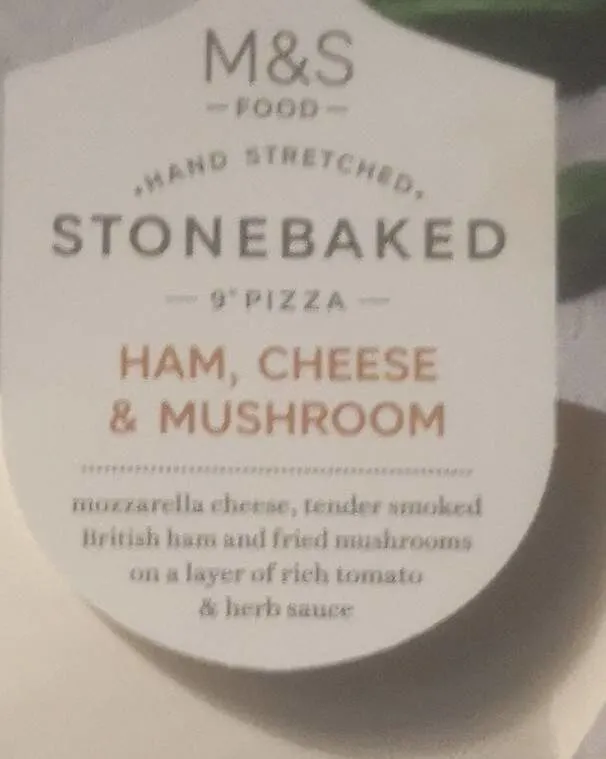 Ham cheese and mushroom stonebaked pizza