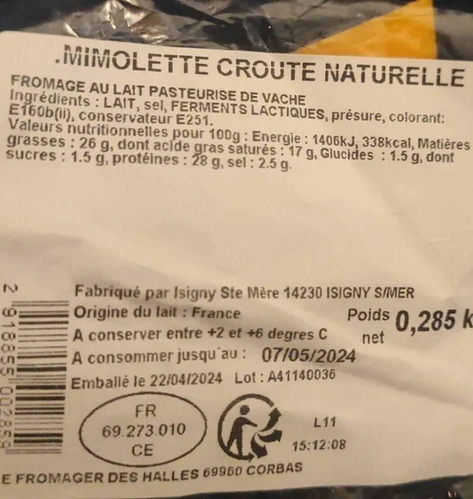 Mimolette croûte naturelle