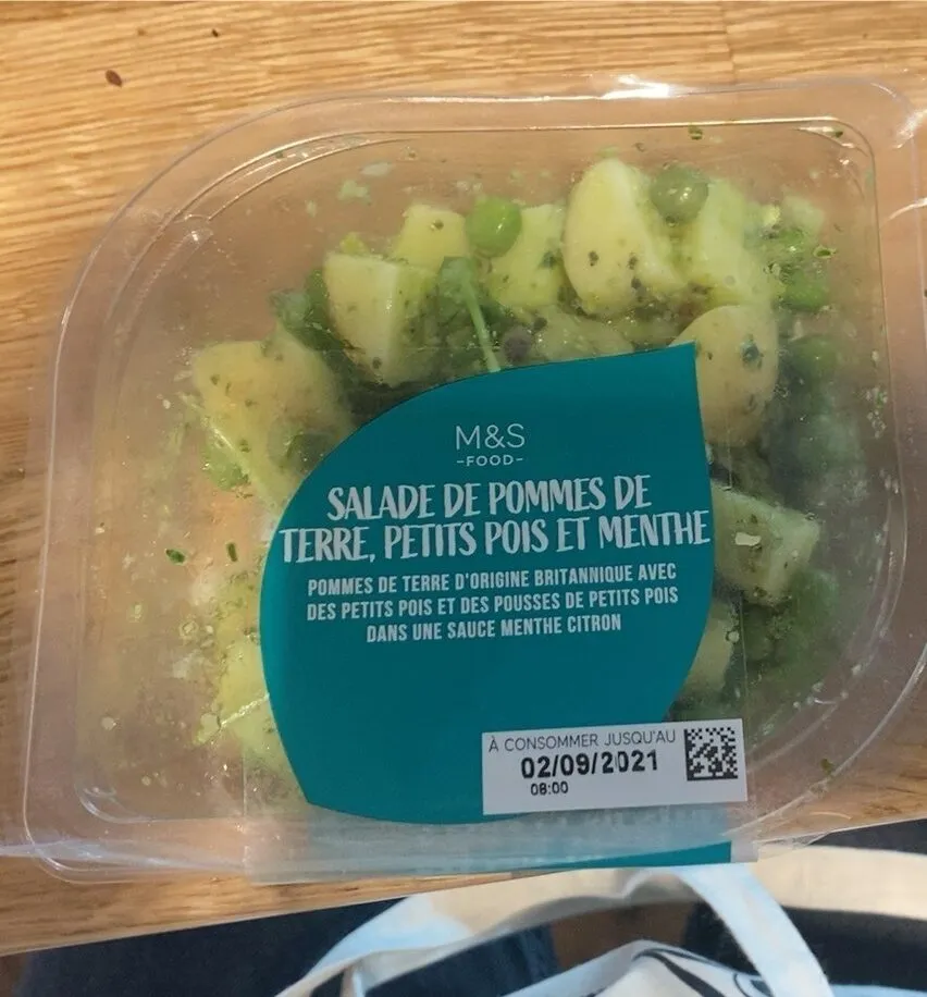 Salade de pommes de terre, petits pois et menthe