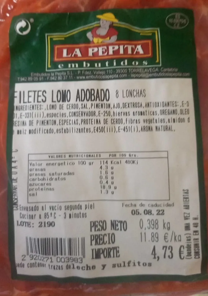 Filete de lomo adobado
