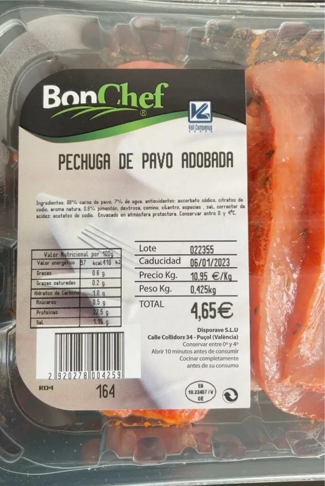 Pechuga de pavo adobada