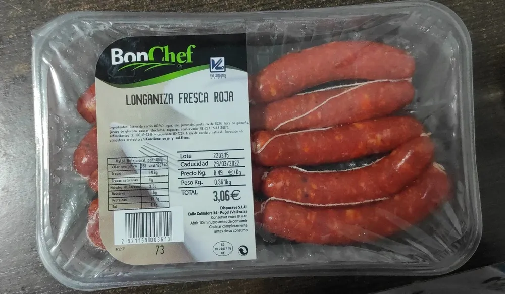 Longaniza fresca roja