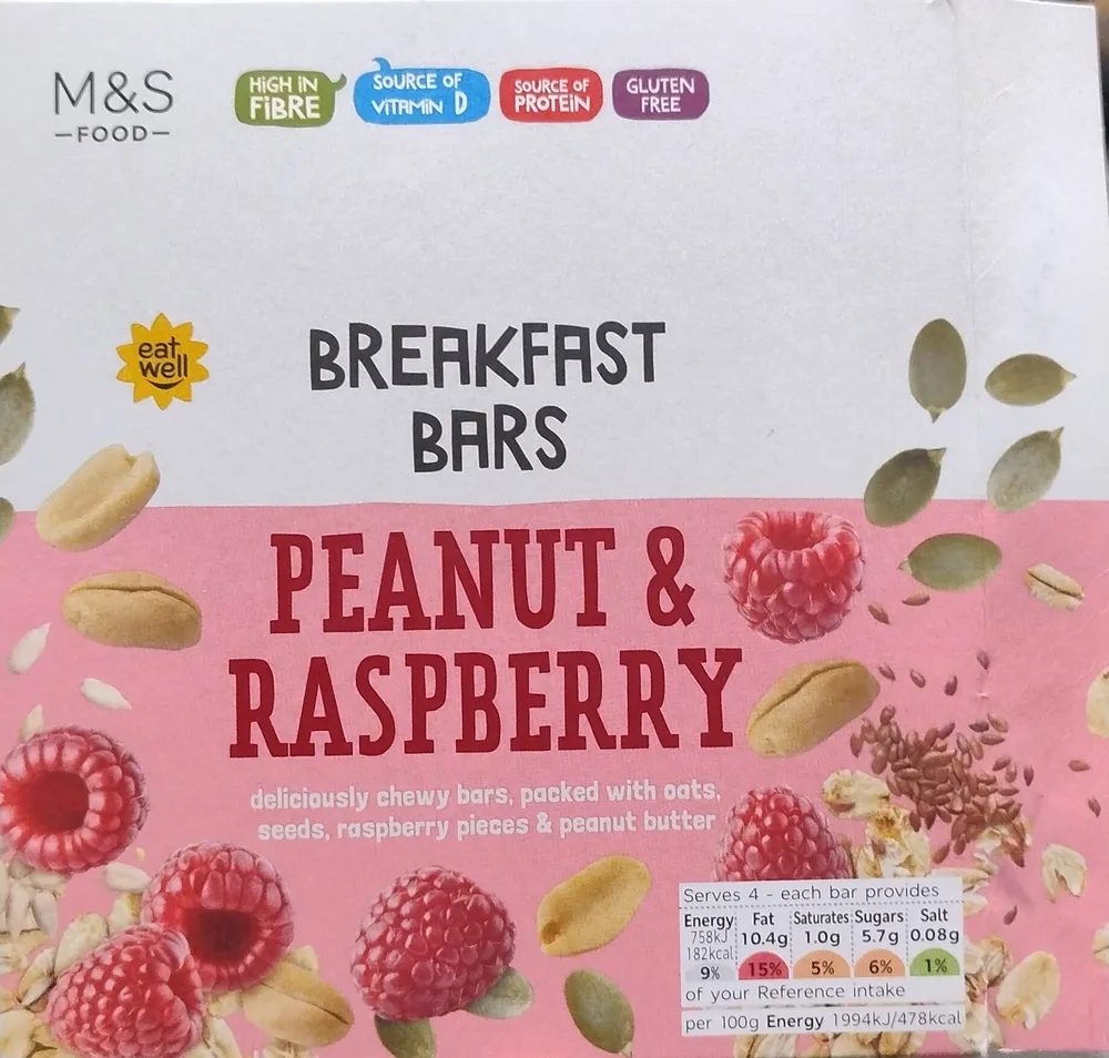 Peanut & Raspberry Breakfast Bars